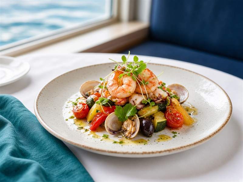 Prato gourmet servido a bordo